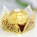 Laserschnitt Champagnergold Rose hohle Schokoladenverpackung für Hochzeitsdeko - Reflektierendes Gold