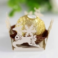 Gros plan sur l'emballage en papier découpé au laser renne et flocon de neige - Étoile Crème Bijoux