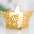 Hollow butterfly paper lampshade with warm LED electronic tea candle for party decor - Gold