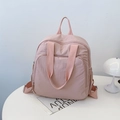 Mochila minimalista de nailon rosa claro con diseño multibolsillo y gran capacidad - Rosa