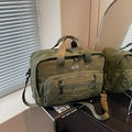 Borsa da viaggio verde militare ad alta capacità in nylon impermeabile con tracolla - Verde
