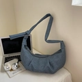 Bolso de hombro en denim azul con correa anudada para el uso diario y el ocio - Azul oscuro