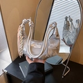 Sac à main argenté métallisé avec poignée nouée et breloque en forme de cœur tendance - Argenté
