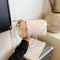 Pink polka dot small square bag with white pearls bow charm and detachable shoulder strap - With Charm / Pink