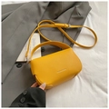 Bright yellow lychee pattern small square bag with adjustable shoulder strap and top handle - Yellow Without Pendant