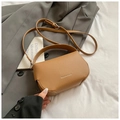 Brown litchi texture small square bag with adjustable strap and top handle design - Brown No Pendant