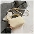 Chic beige lychee grain crossbody bag with top handle and FASHION & BAGS lettering - White Without Pendant
