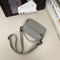 Minimalist grey checkered crossbody bag with adjustable strap and durable fabric - Gray