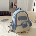 Blue and cream shark shaped canvas backpack for students with a cute cloud charm - Blue with Charm