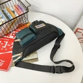 Sac bandoulière de sport en nylon noir et vert olive avec sangle réglable - Noir (Sans Pendentif)