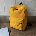 Sac à dos en toile jaune vif minimaliste avec grande capacité et poche zippée avant - Jaune