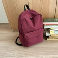 Sac à dos minimaliste en toile bordeaux avec grande capacité et poche zippée avant - Rouge