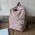 Minimalist light pink purple backpack with large capacity and front zipper pocket - Pink