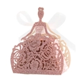 Boîte cadeau élégante en or rose pailleté avec découpe laser et nœud en ruban satiné - Rose Pailleté avec Ruban Rose