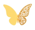3D Goldene Schmetterling Wandaufkleber mit hohlem Blumenmuster für Partydekoration - Gold