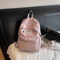 Chic light pink nylon backpack with minimalist woven label and spacious compartments - No Pendant / Purple