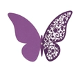 Detailliertes lasergeschnittenes Hohlmuster auf lila 3D Schmetterling Wandaufkleber Design - Dunkellila