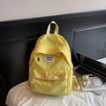 Zaino giallo brillante minimalista ad alta capacità per scuola e viaggio con tasca frontale - Giallo senza pendente