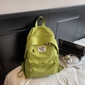 Minimalist bright lime green nylon backpack with waswac rules woven label in casual setting - No Pendant / Green