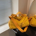 Bright yellow nylon sports tote bag with adjustable shoulder strap and large capacity - Yellow