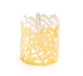 Paralume festivo dorato traforato con motivo a rosa e foglia per candela LED decorativa - Oro Riflettente