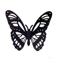 Détail du sticker mural papillon noir 3D avec motifs de veines bioniques évidés - Papillon Évidé Nervures Bioniques (QT-34)