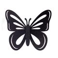 Détail d'un sticker mural papillon 3D noir avec des motifs évidés et découpés avec précision - Papillon Évidé Pliable 3D (QT-35)