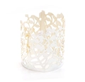 Elegante paralume traforato con motivo a foglie per luci a candela LED festive - Argento Riflettente