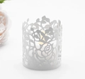 Paralume per lanterna in carta a rosa dorata con candela LED per decorazione di feste - Bianco