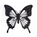 Détail du sticker mural papillon 3D noir avec double ailes découpées avec précision au laser - Papillon Évidé Double Couche (QT-38)