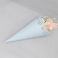Cono di pizzo azzurro per petali nuziali con eleganti motivi floreali traforati a laser - 120g / Blu Chiaro