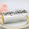 Scatola regalo Happy Diwali dorata tagliata al laser con rose decorative eleganti - Argento Riflettente