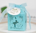 Laser cut wedding favor box in Tiffany blue with ribbon and Thank You tag detail - Tiffany Blue