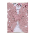 Pink glitter laser cut butterfly wedding invitation with elegant floral inner card - Glitter Pink