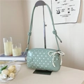 Mint green polka dot PU leather bag with 3D letter B and pearl bow charm accessory - Green with Pendant