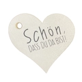 Glitzerndes Herzanhänger in Weiß mit Schriftzug Schön DASS DU DA BIST für Hochzeiten - Herzform