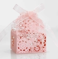 Rosa lasergeschnittene Pralinenschachtel mit floralem Muster für Hochzeit und Partys - Rosa