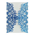 Elegant laser-cut blue glitter wedding invitation cover with floral pattern and sparkles - Glitter Royal Blue