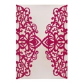 Detailed laser-cut wedding invitation cover with magenta glitter and floral patterns - Glitter Rose Red