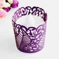 Purple hollow-out paper lampshade with vine pattern for LED tea light candle decoration - Dark Purple