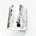 Intricate laser-cut hollow pattern silver metal decorative ring with mirror finish - Reflective Silver
