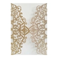 Laser cut champagne gold glitter wedding invitation cover with floral pattern - Glitter Rose Gold