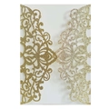 Elegant gold glitter laser cut wedding invitation sleeve with floral patterns - Glitter Golden Yellow