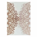 Laser-cut rose gold glitter wedding invitation pocket with elegant floral pattern - Glitter Champagne Gold