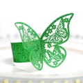 Elegante servilletero de mariposa con purpurina verde y diseño calado para celebraciones - Verde con Purpurina