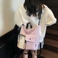 Light purple waterproof travel backpack with transparent phone pocket and adjustable straps - Purple