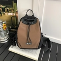 Sac de poitrine à carreaux marron avec logo MYTO et cordon pour voyage en plein air - Kaki
