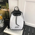 Sac à dos imperméable bicolore noir et blanc avec cordon de serrage et logo MYJC - Gris