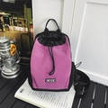 Mini sac à dos violet à carreaux avec fermeture à cordon et logo MYJC tissé - Violet