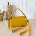 Vibrant yellow nylon crossbody pillow bag with chic ruched handle and wide strap - Yellow